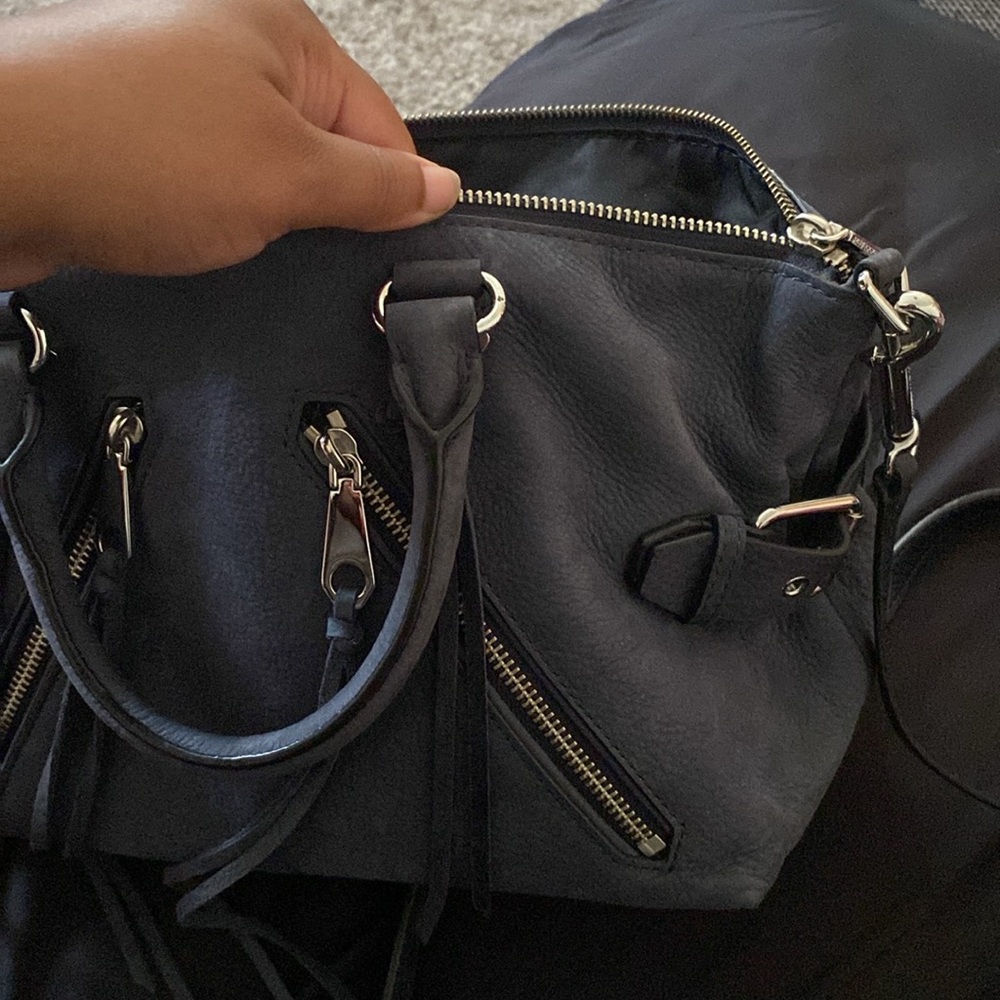Rebecca Minkoff Navy Satchel with Silver Accents - Picture 11 of 13